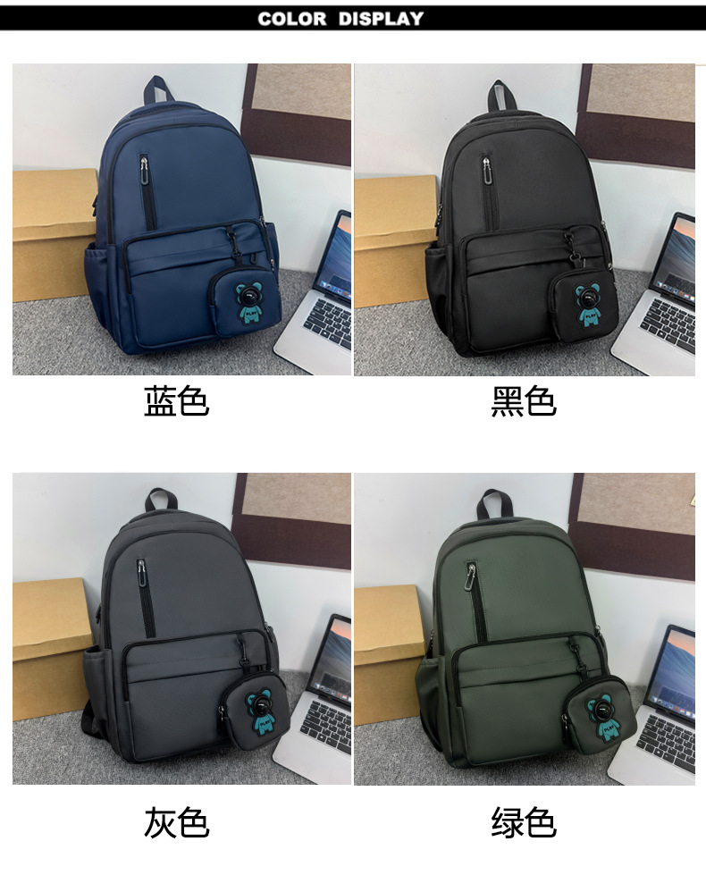 ins简约休闲百搭大容量大学生书包电脑背包男士出差通勤双肩包详情图3