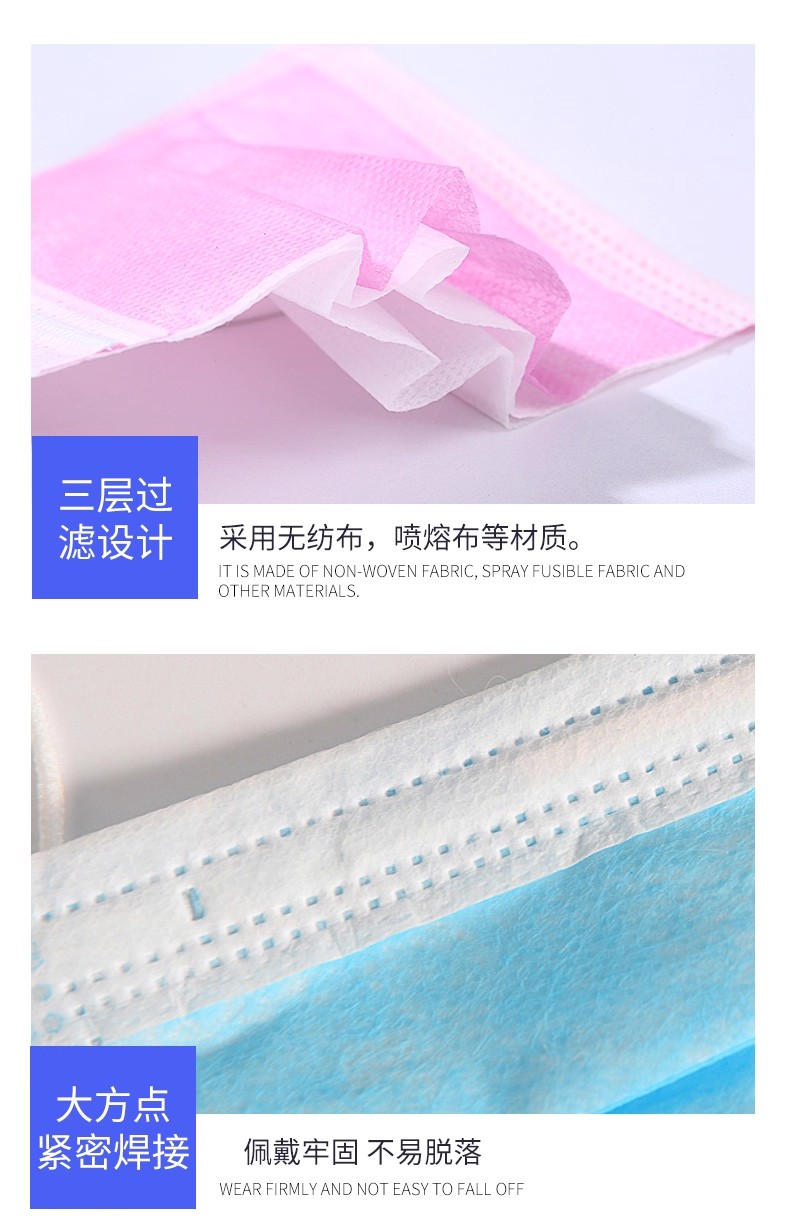三层加厚一次性口罩防尘防飞沫舒适透气成人男女平面口罩加厚款式详情图17