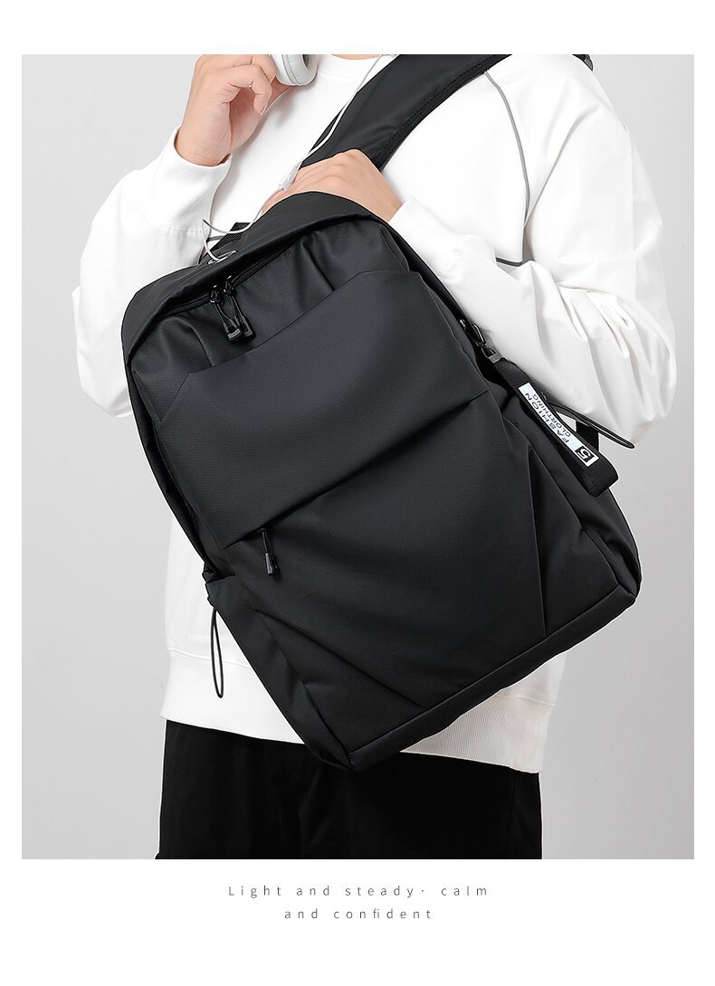 学生书包批发牛津布韩版双肩包大容量男士褶皱休闲旅行电脑背包详情图14