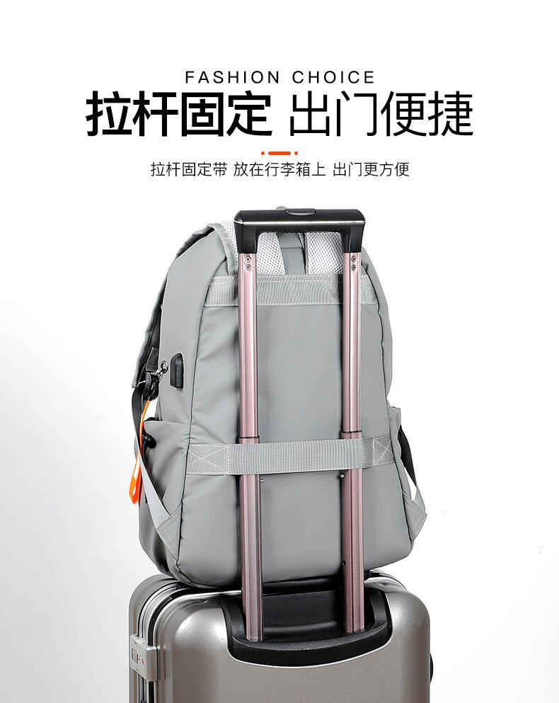 学生书包批发牛津布韩版双肩包大容量男士褶皱休闲旅行电脑背包详情图8