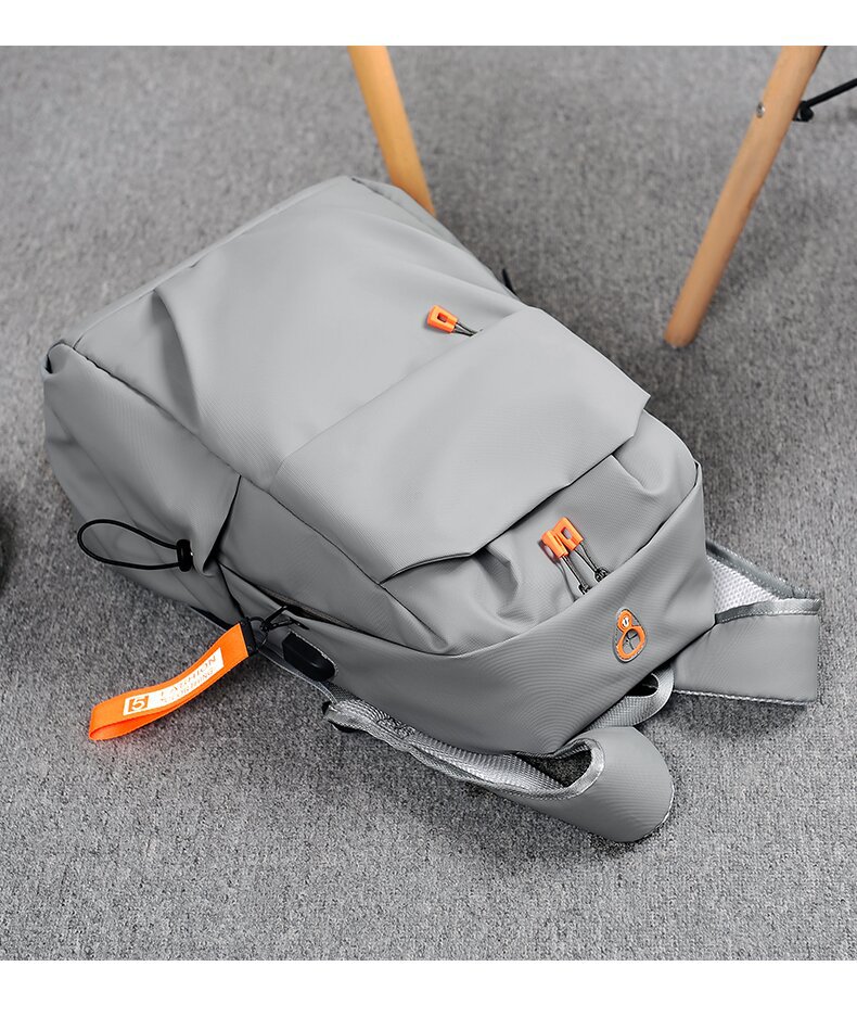 学生书包批发牛津布韩版双肩包大容量男士褶皱休闲旅行电脑背包详情图24