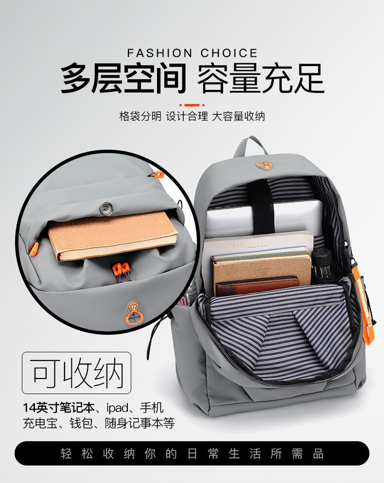 学生书包批发牛津布韩版双肩包大容量男士褶皱休闲旅行电脑背包详情图4