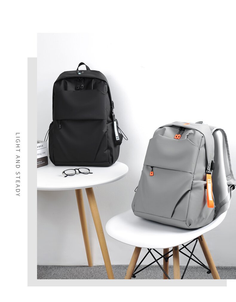 学生书包批发牛津布韩版双肩包大容量男士褶皱休闲旅行电脑背包详情图16