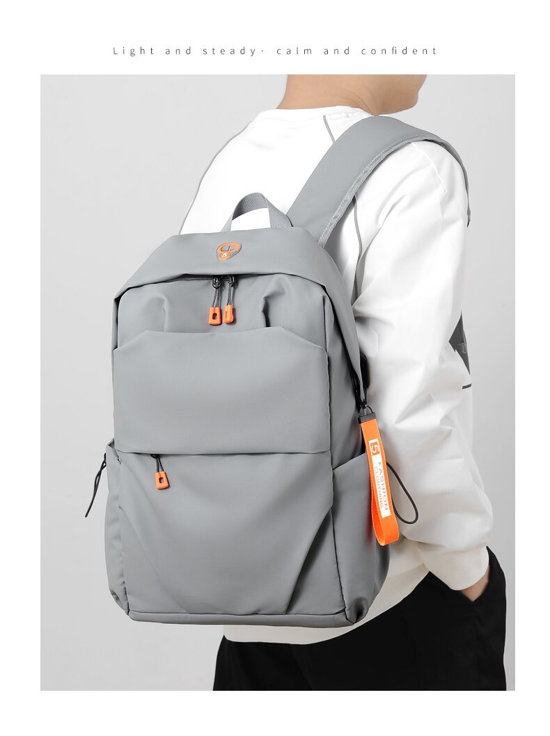 学生书包批发牛津布韩版双肩包大容量男士褶皱休闲旅行电脑背包详情图11