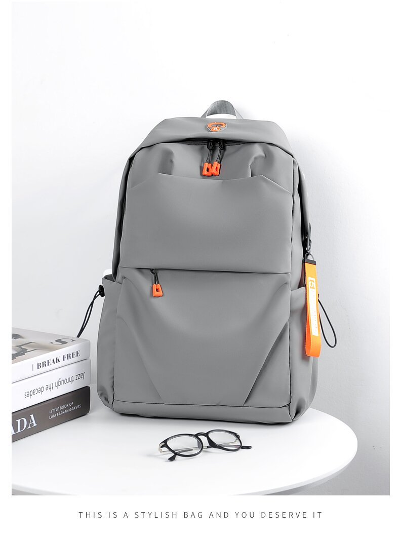 学生书包批发牛津布韩版双肩包大容量男士褶皱休闲旅行电脑背包详情图23