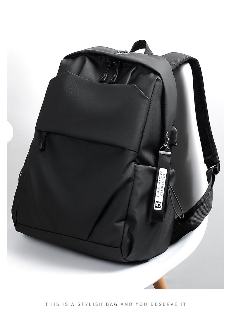 学生书包批发牛津布韩版双肩包大容量男士褶皱休闲旅行电脑背包详情图22