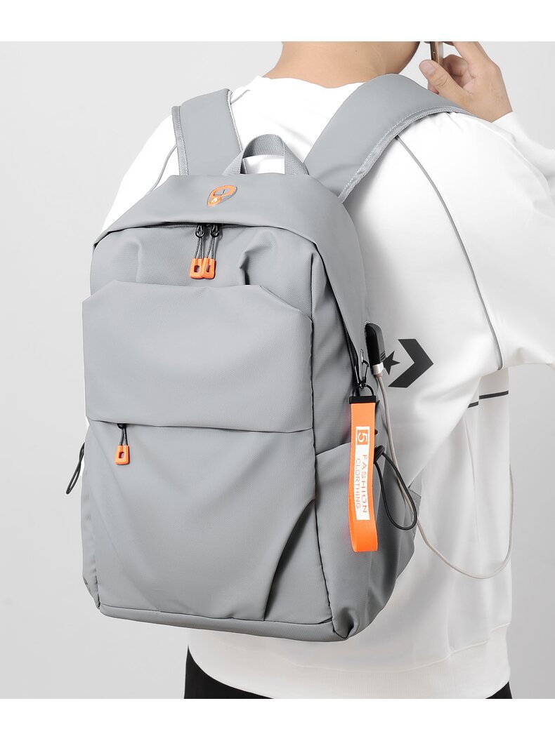 学生书包批发牛津布韩版双肩包大容量男士褶皱休闲旅行电脑背包详情图12