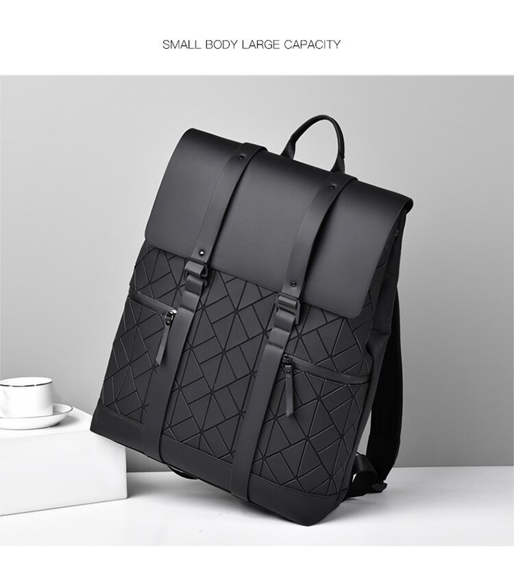 跨境菱格商务双肩包男大容量防水通勤电脑包时尚背包大学生书包详情图20