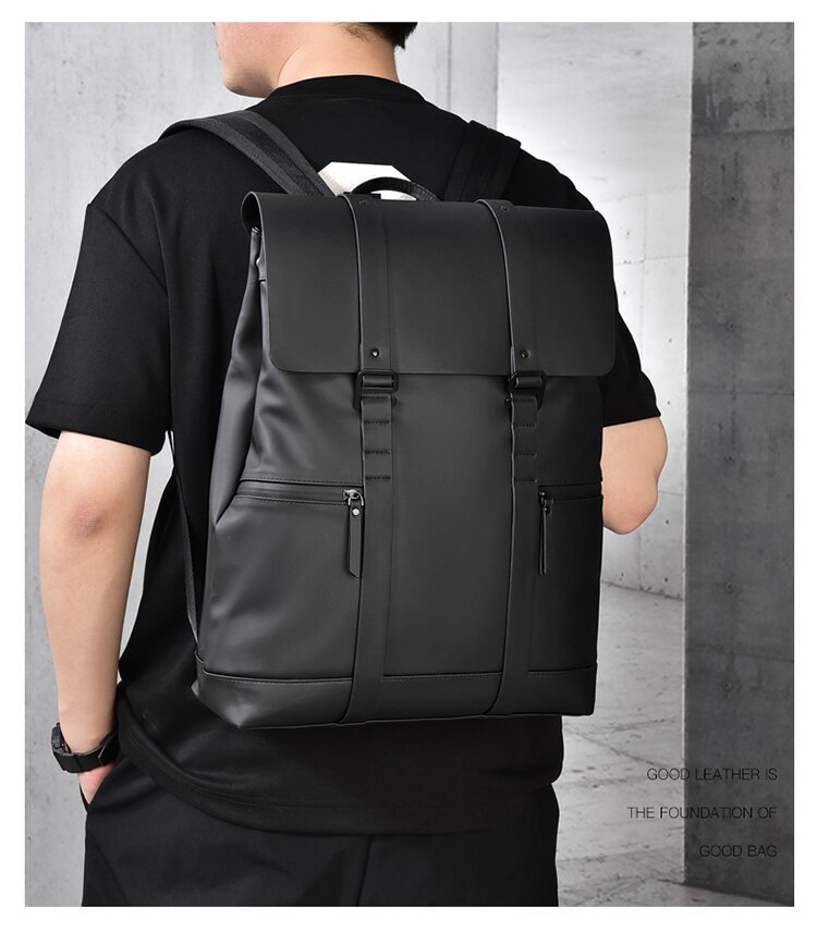 跨境菱格商务双肩包男大容量防水通勤电脑包时尚背包大学生书包详情图15