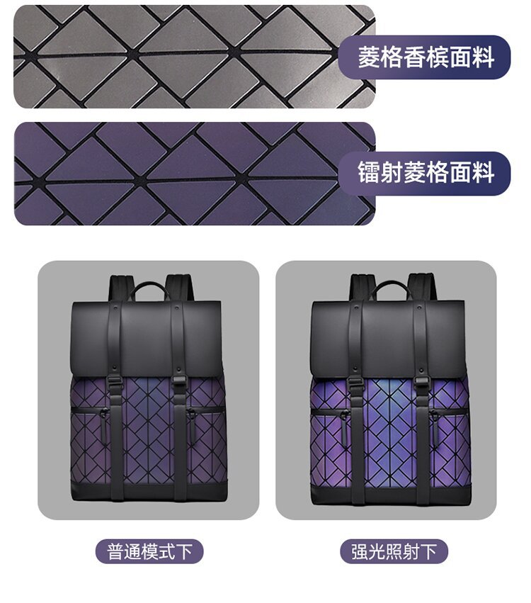 跨境菱格商务双肩包男大容量防水通勤电脑包时尚背包大学生书包详情图8