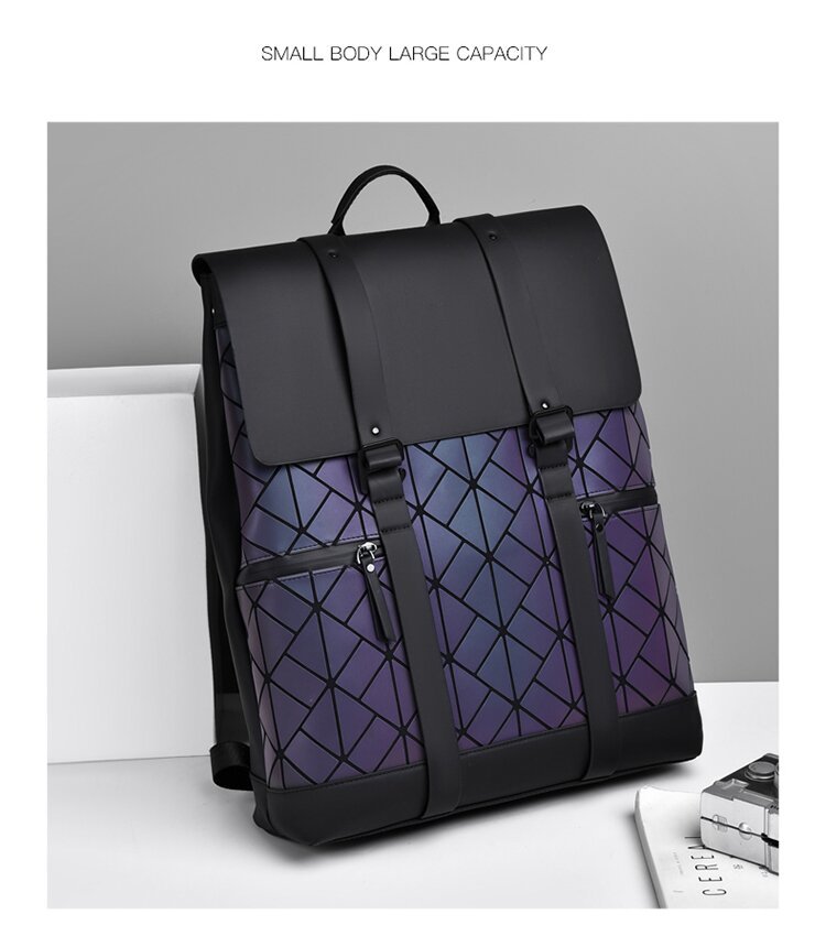 跨境菱格商务双肩包男大容量防水通勤电脑包时尚背包大学生书包详情图18