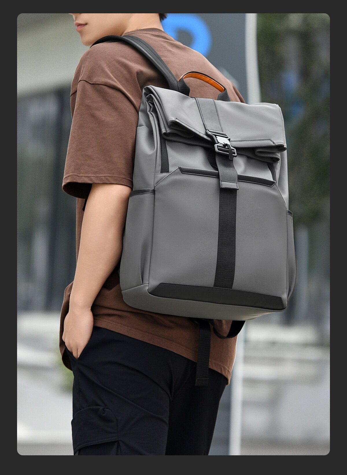 休闲通勤背包男士双肩包大容量电脑包男生户外运动旅行包书包防水详情图10