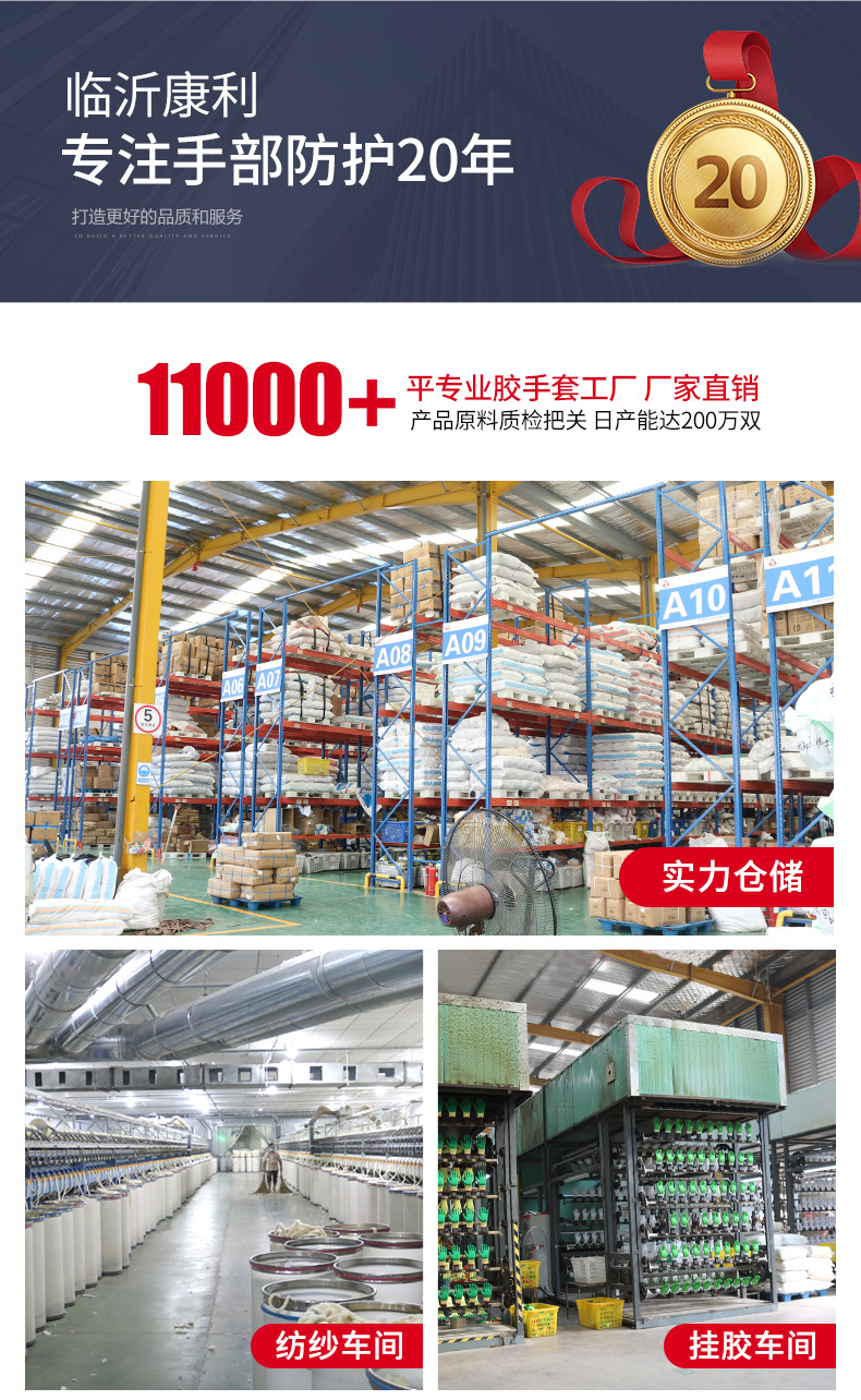 劳保手套批发斜纹帆布手套双层加固耐磨耐油短款焊工电焊工作手套详情图10