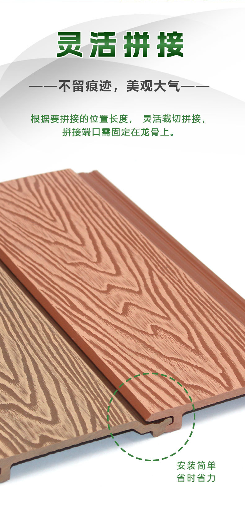 WPC室外木塑墙板别墅凉亭浮雕围栏耐晒PVC塑木户外护墙板外挂板详情图3