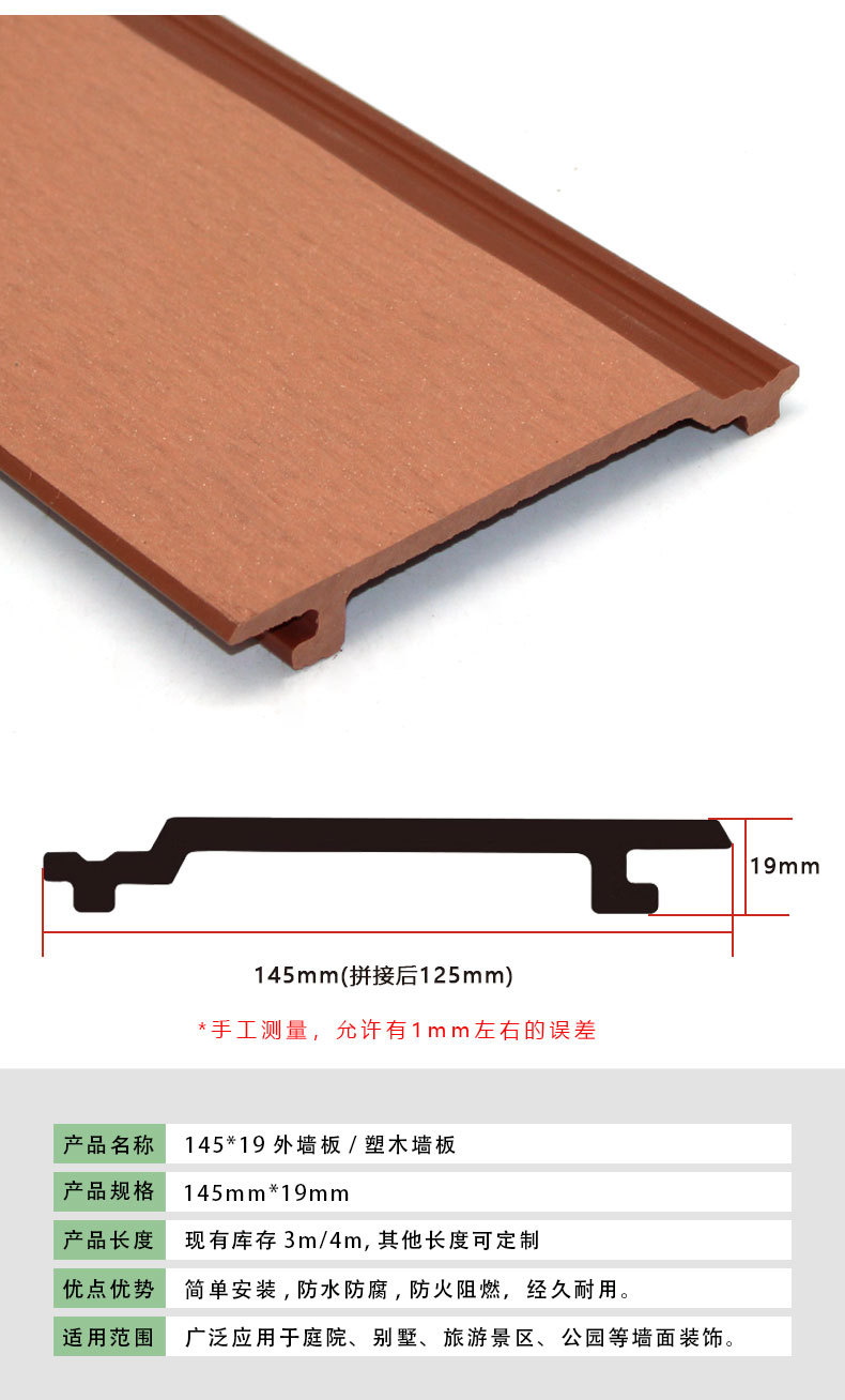 WPC室外木塑墙板别墅凉亭浮雕围栏耐晒PVC塑木户外护墙板外挂板详情图6