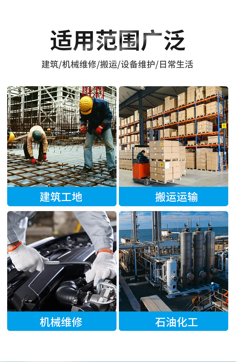 厂家批发焊工手套白甲布护指皮加固加厚耐磨隔热工作焊工帆布手套详情图4