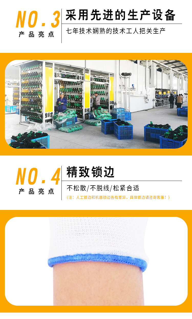 挂胶手套园艺批发PVC小平挂中半挂大半全十三针浸胶手套手部防滑详情图6