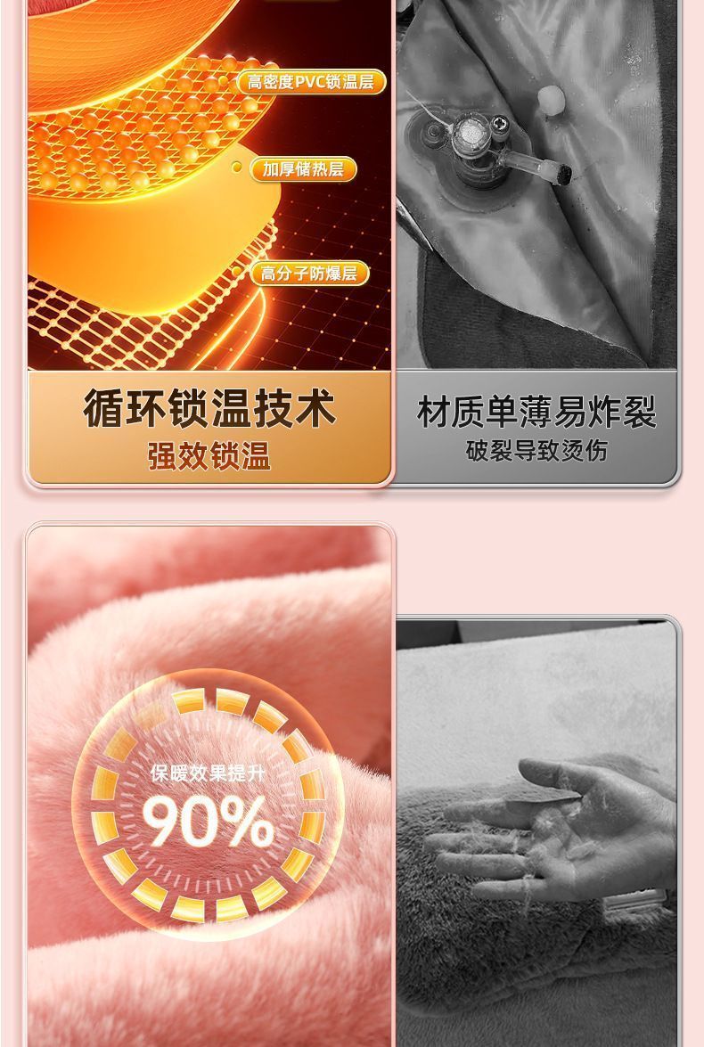 新款热水袋注水式女生暖手袋热敷肚子床边毯床边毯床边毯床边毯#详情图6