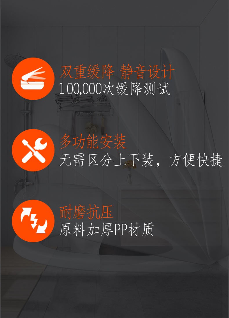 马桶盖家用通用快装加厚缓降坐便盖老式马桶圈坐便器盖板配件详情图2