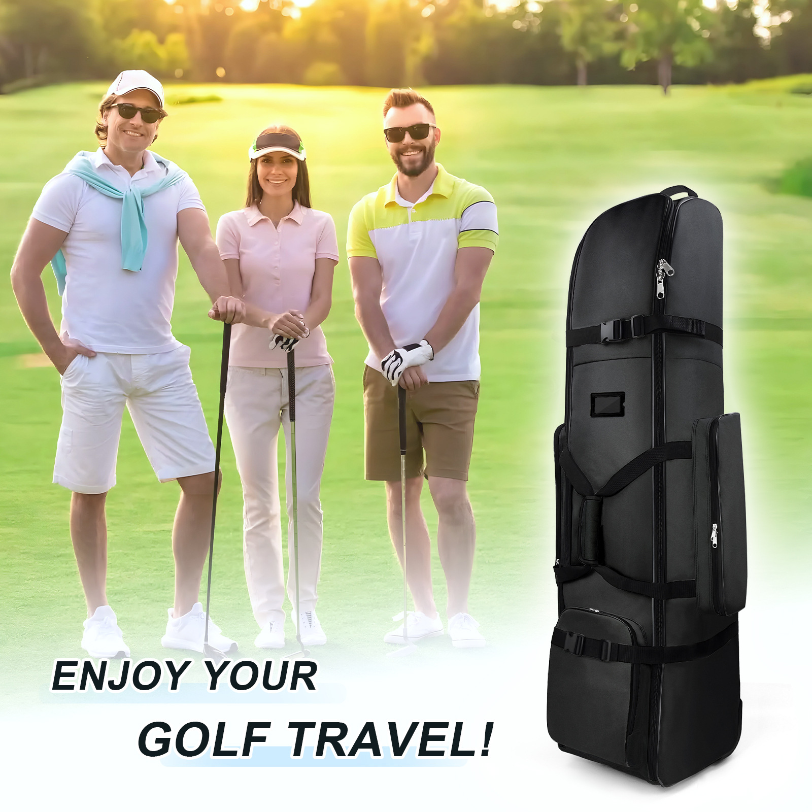 高尔夫球包男女飞机托运包 可折叠滑轮球 包golf旅行球包套详情图1
