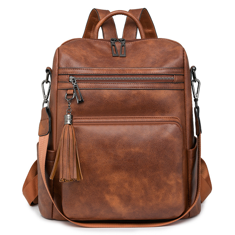 冬季新款欧美复古时尚女士双肩包大容量双肩包女士背包批发详情图1