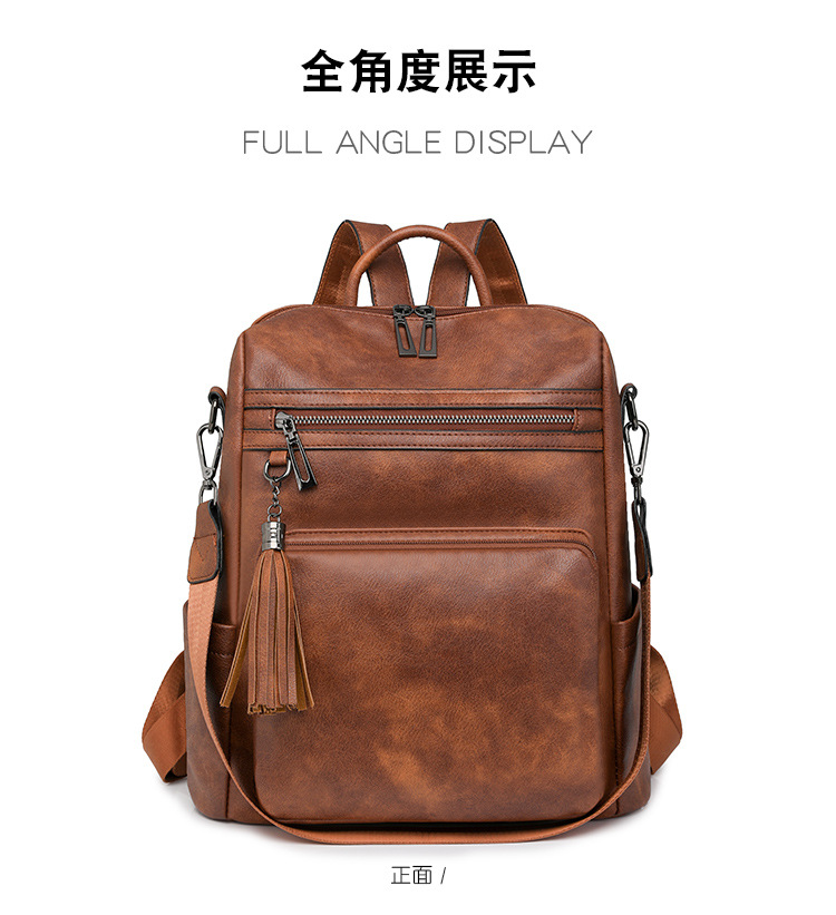 冬季新款欧美复古时尚女士双肩包大容量双肩包女士背包批发详情图11