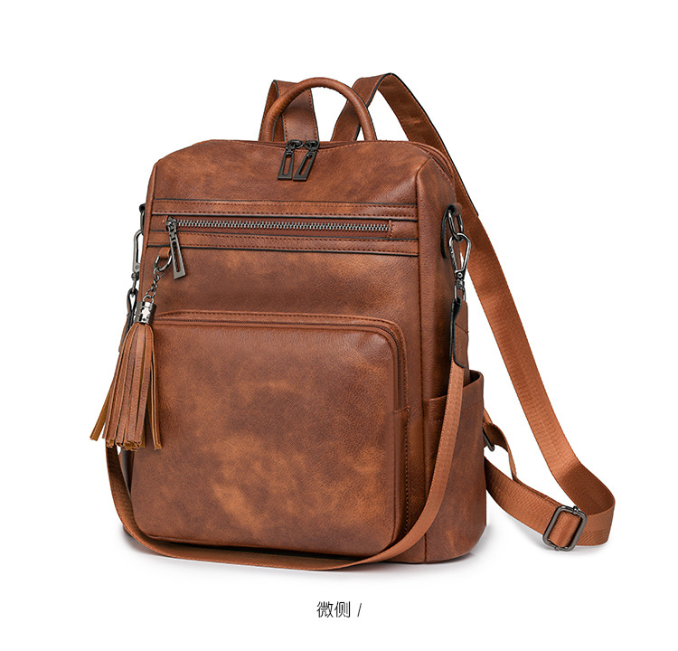 冬季新款欧美复古时尚女士双肩包大容量双肩包女士背包批发详情图12