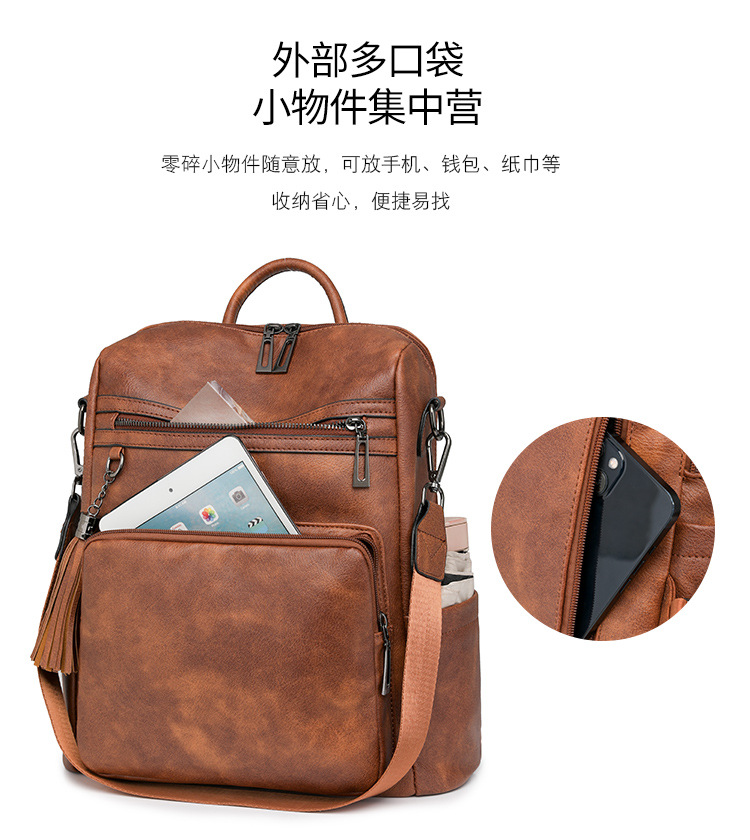 冬季新款欧美复古时尚女士双肩包大容量双肩包女士背包批发详情图37