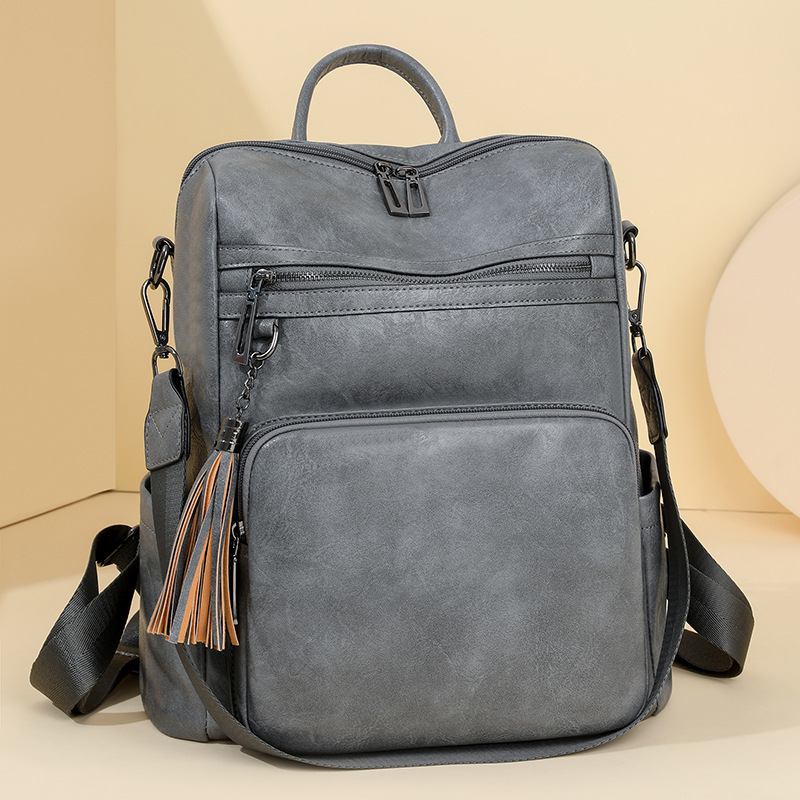 冬季新款欧美复古时尚女士双肩包大容量双肩包女士背包批发详情图16