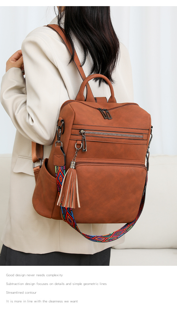 冬季新款欧美复古时尚女士双肩包大容量双肩包女士背包批发详情图24