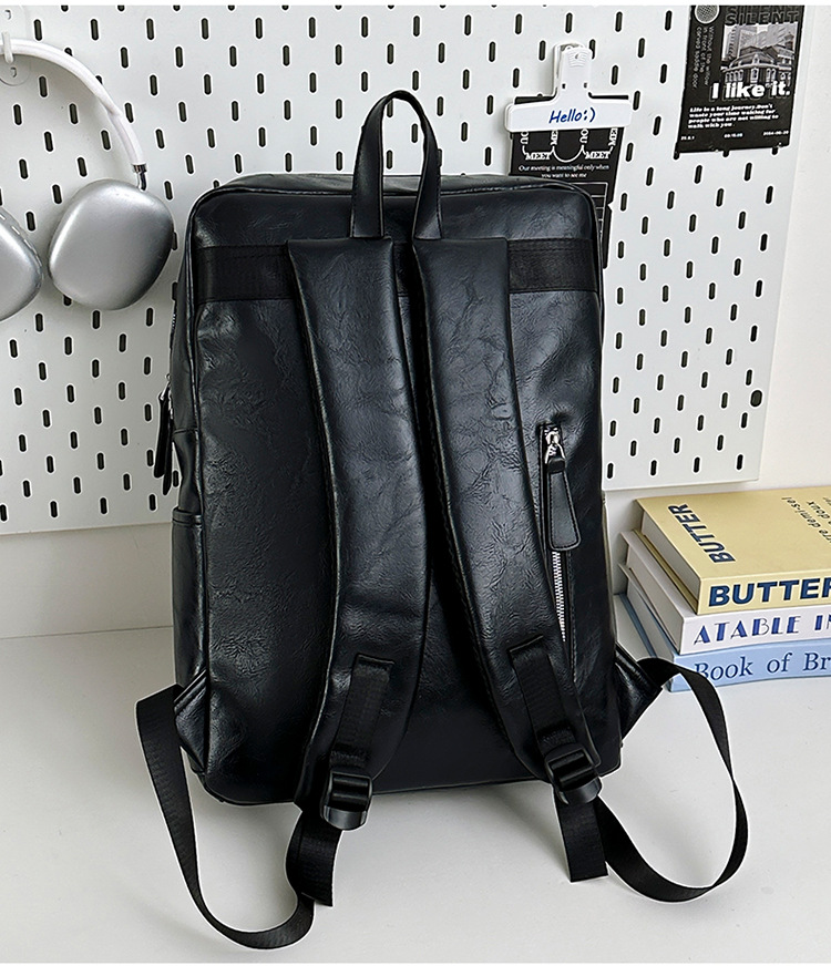 多用途多口袋大容量旅行复古双肩包韩版新款商务电脑背包轻便书包详情图28