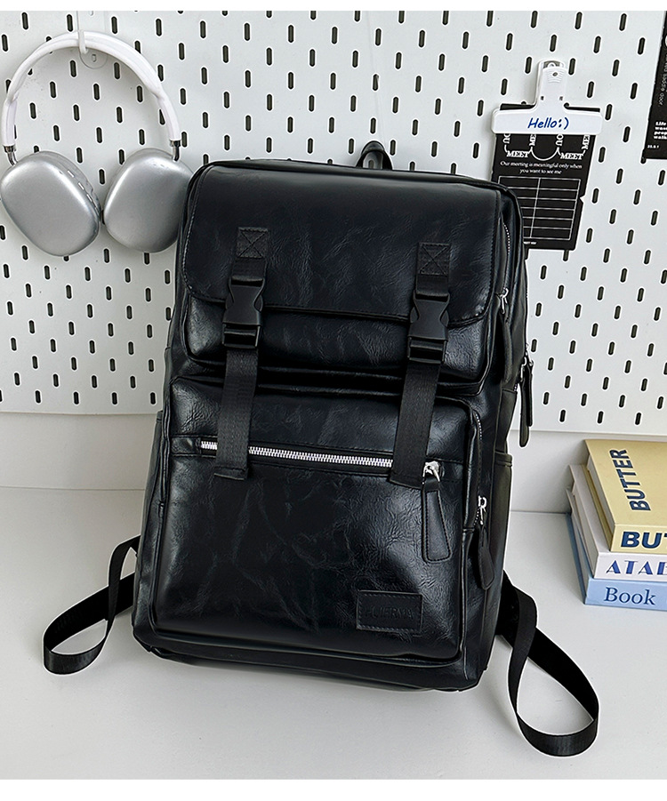 多用途多口袋大容量旅行复古双肩包韩版新款商务电脑背包轻便书包详情图25