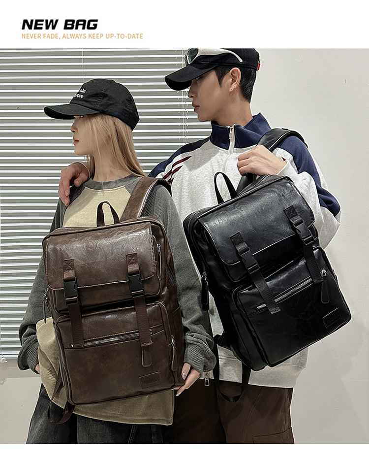 多用途多口袋大容量旅行复古双肩包韩版新款商务电脑背包轻便书包详情图6