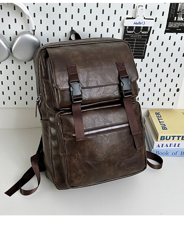 多用途多口袋大容量旅行复古双肩包韩版新款商务电脑背包轻便书包详情图24