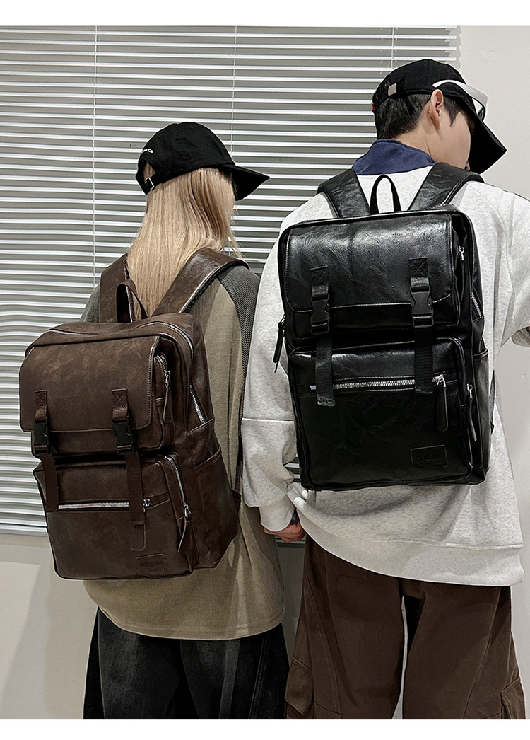 多用途多口袋大容量旅行复古双肩包韩版新款商务电脑背包轻便书包详情图17