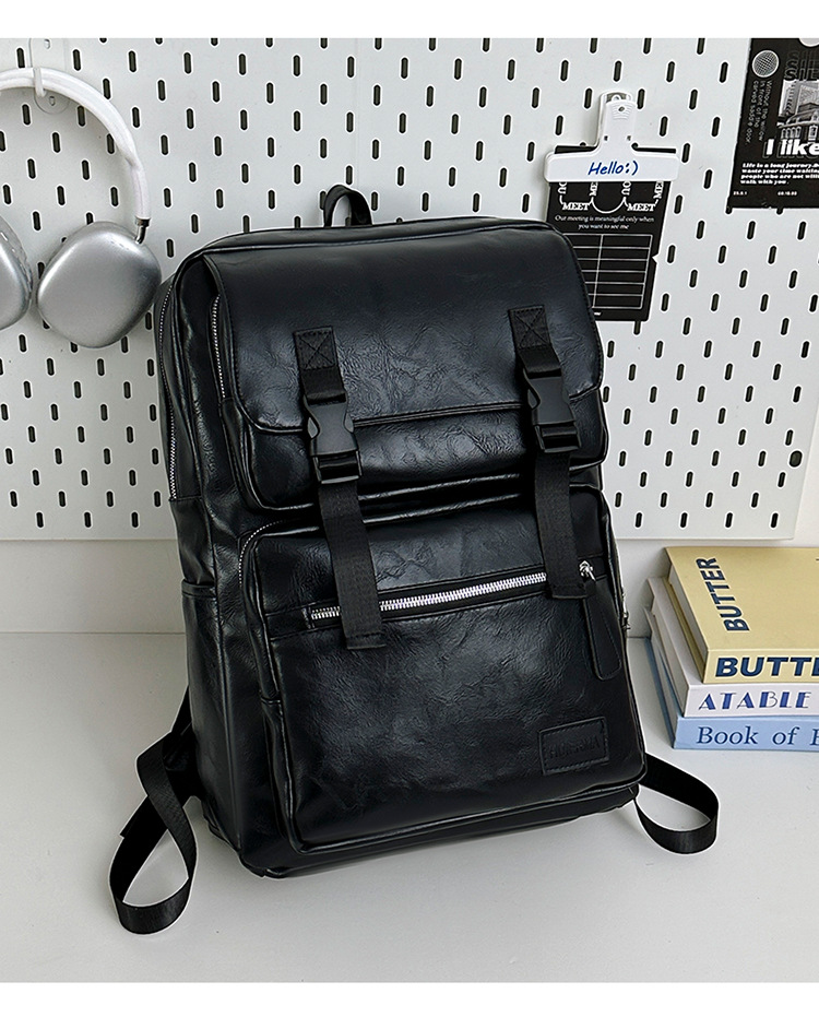 多用途多口袋大容量旅行复古双肩包韩版新款商务电脑背包轻便书包详情图26