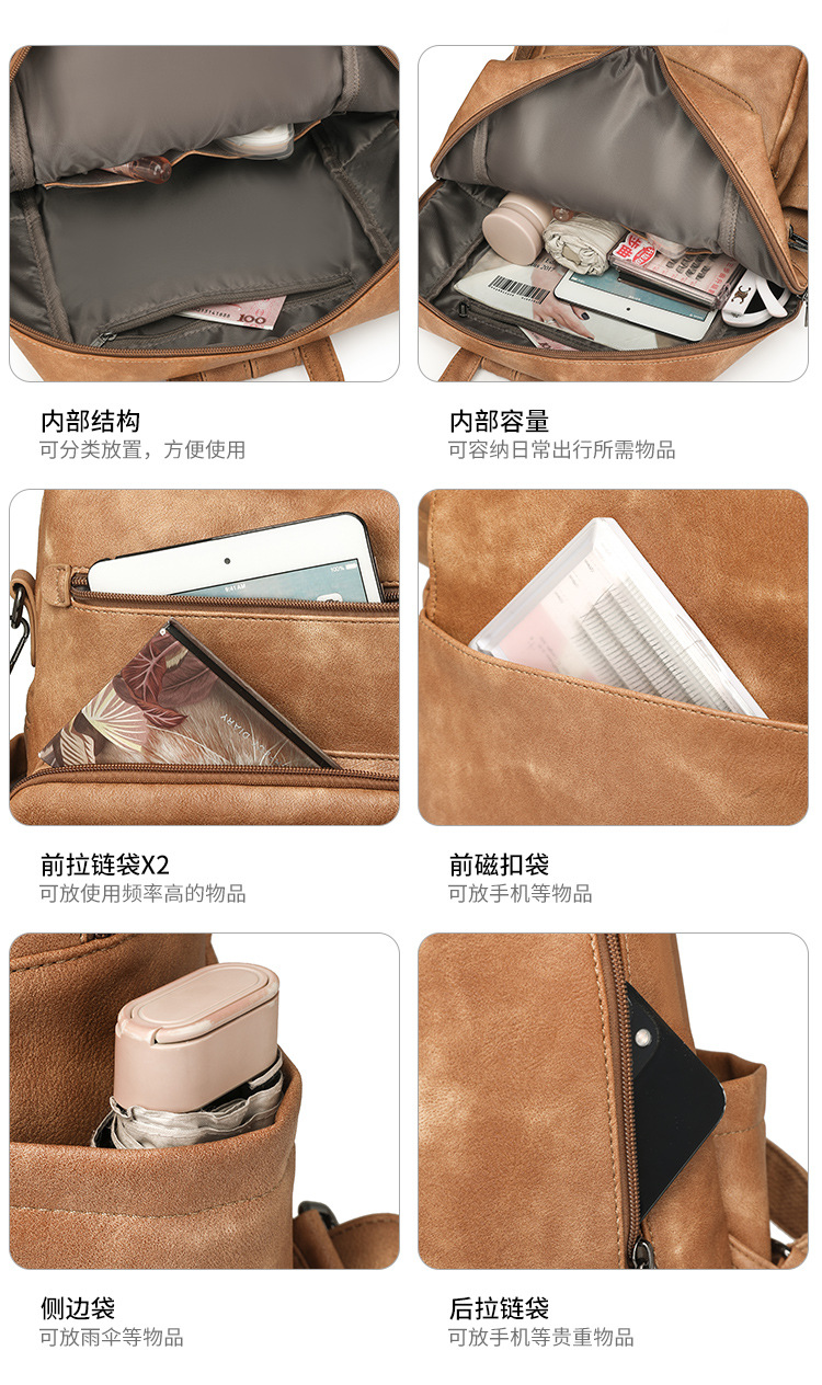 新款包包跨境女士双肩包大容量套包 复古子母包女包套装批详情图29