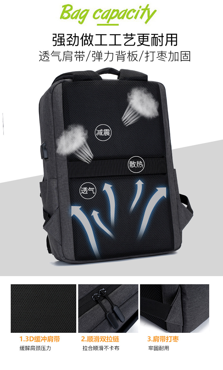 多隔层户外复古帆布包双肩包男士旅行书包大容量电脑背包现货代发详情图7