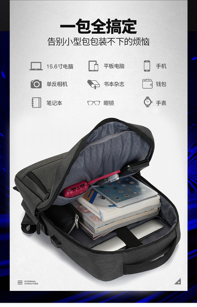 多隔层户外复古帆布包双肩包男士旅行书包大容量电脑背包现货代发详情图10