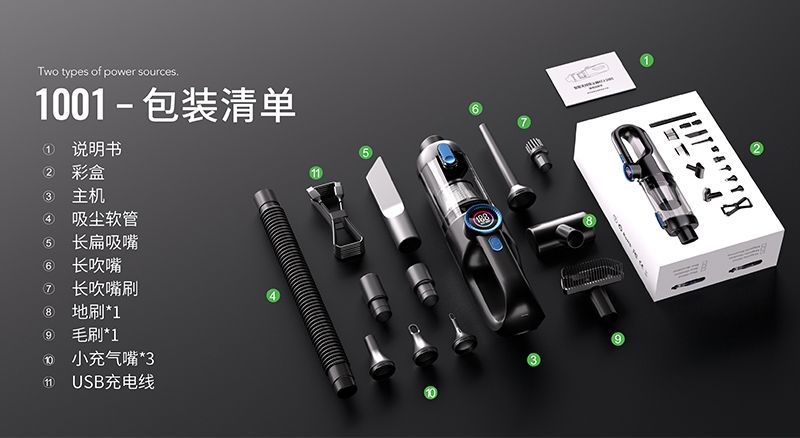 无线多功能车载吸尘器无刷两用一体家用充气迷你大功率汽车吹尘器 迷你吸尘器详情图17