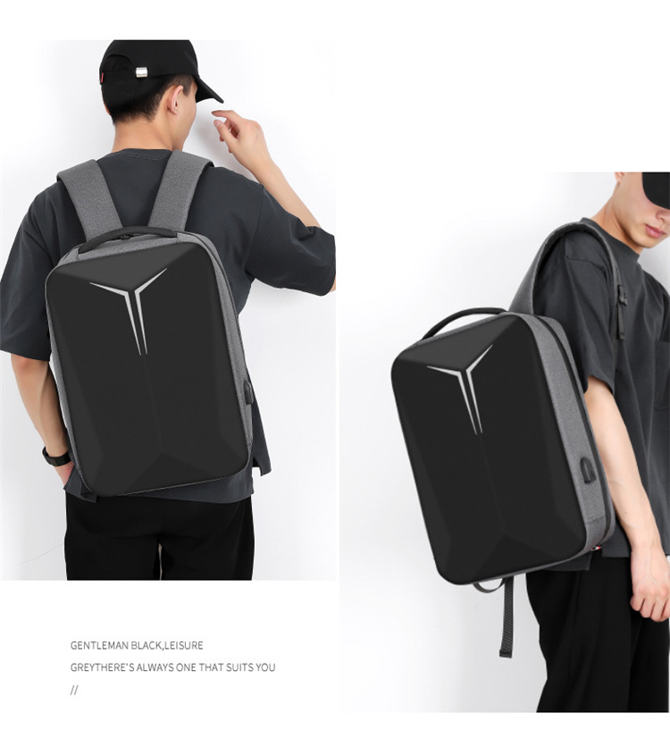跨境商务硬壳双肩包男款高级感休闲防水反光电脑背包男士书包爆款详情图17