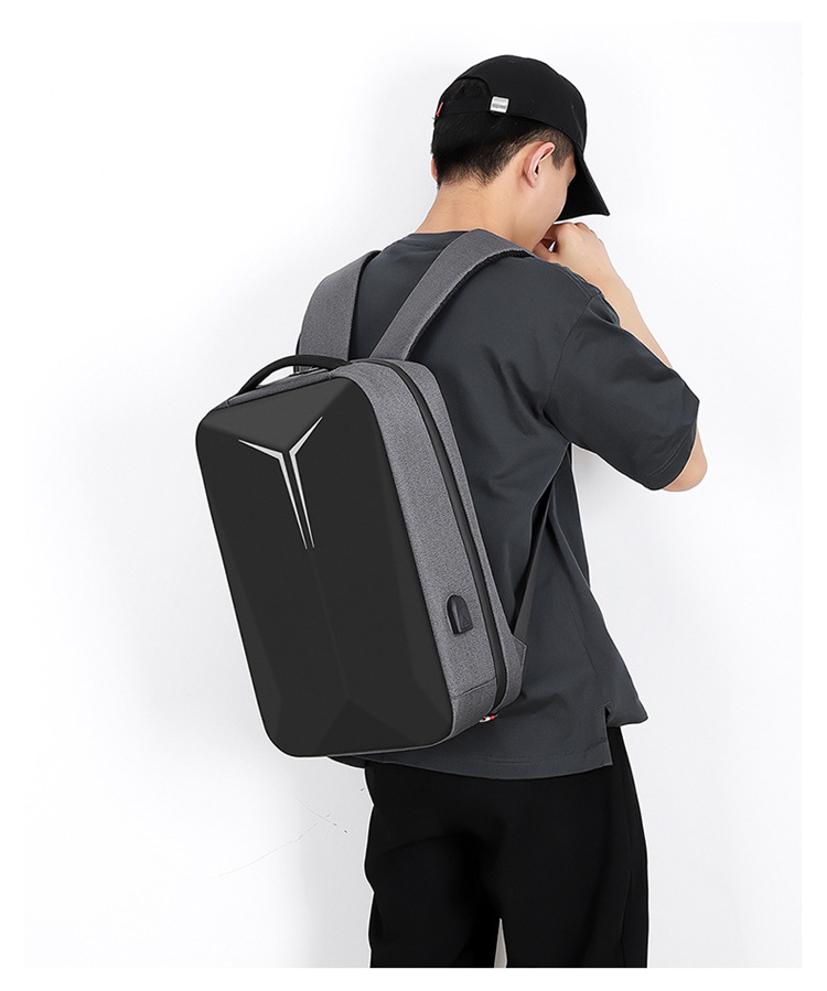 跨境商务硬壳双肩包男款高级感休闲防水反光电脑背包男士书包爆款详情图16