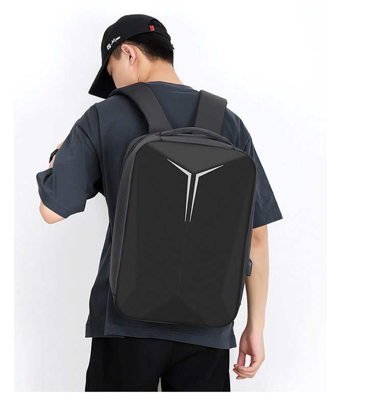 跨境商务硬壳双肩包男款高级感休闲防水反光电脑背包男士书包爆款详情图15