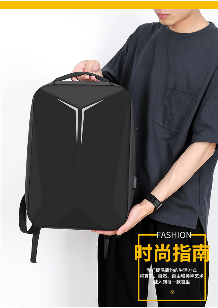 跨境商务硬壳双肩包男款高级感休闲防水反光电脑背包男士书包爆款详情图5