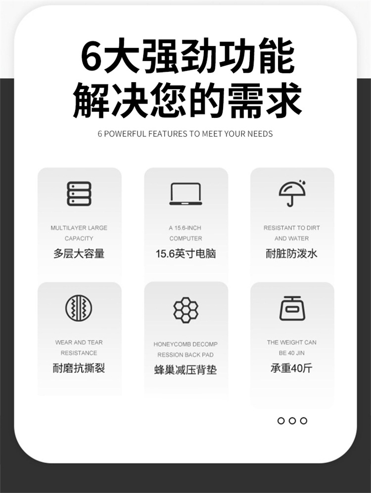 跨境双肩包男士大容量商务出差短途旅行李包可扩容多功能电脑背包详情图4