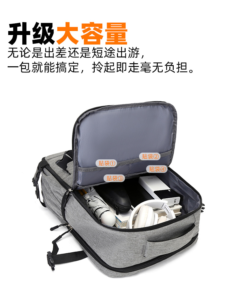 新款男士商务简约旅行电脑背包多颜色大容量时尚外出背包详情图9