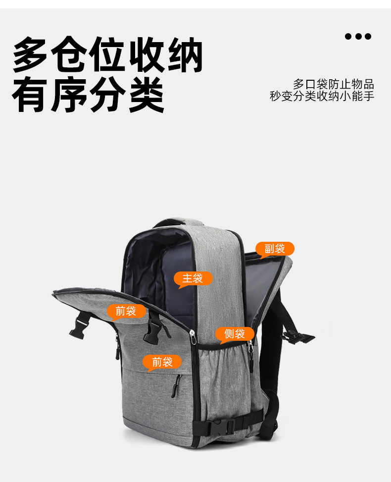 新款男士商务简约旅行电脑背包多颜色大容量时尚外出背包详情图6