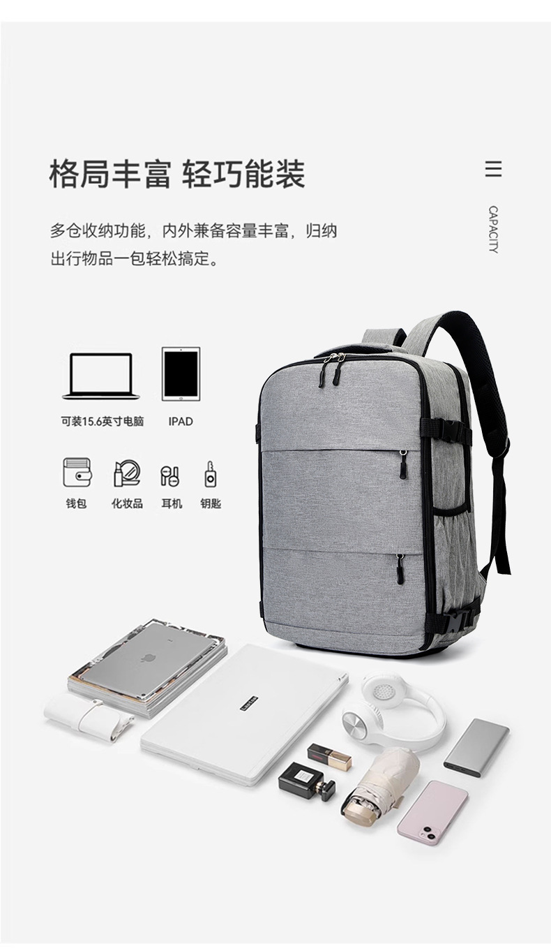 新款男士商务简约旅行电脑背包多颜色大容量时尚外出背包详情图2