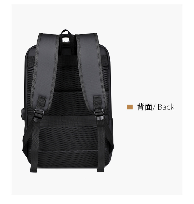 跨境新款大容量简约日常电脑背包外出商务旅行背包带USB详情图16