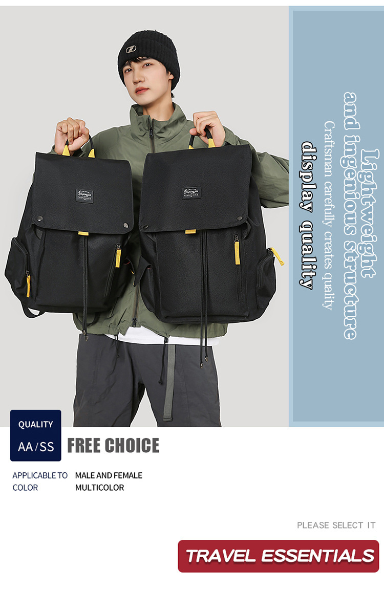 学生书包男女工装风休闲通勤百搭背包大容量笔记本户外旅行电脑包详情图2